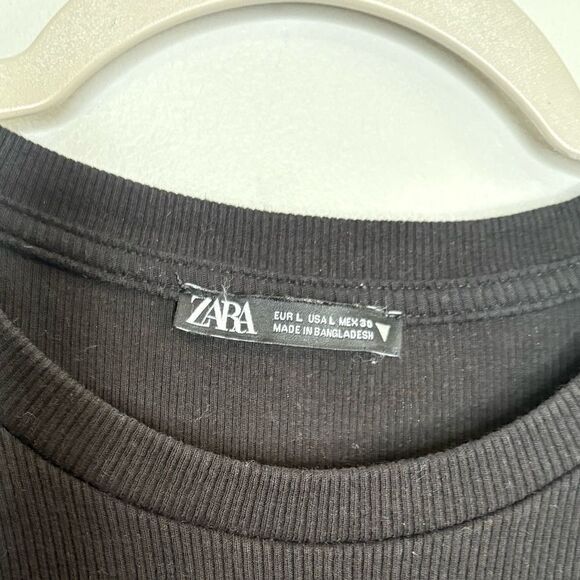 Zara Side Ruched Ribbed Bodycon Mini Dress - Picture 3 of 4